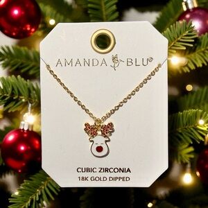 NWT Adorable Boutique Rudolph The Red Nose Reindeer Holiday Necklace